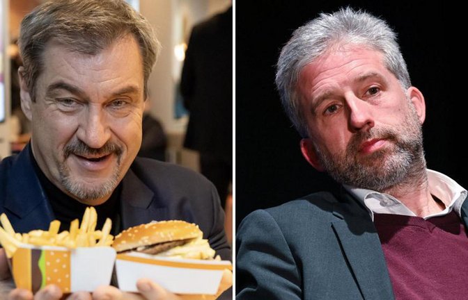 „Ich liebe McDonald’s“, sagte CSU-Chef Markus Söder im Bundestagswahlkampf. Boris Palmer legte sich im Zuge der Verpackungssteuer mit dem Fast-Food-Riesen an.<span class='image-autor'>Foto: X-Account Markus Söder, imago/Ulmer II</span>
