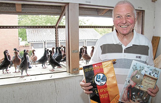 Seit rund 70 Jahren züchtet Heinz Speidel Schautauben. Der Deutsche Meistertitel krönt nun seine Züchtungsbemühungen.  Fotos: Banholzer