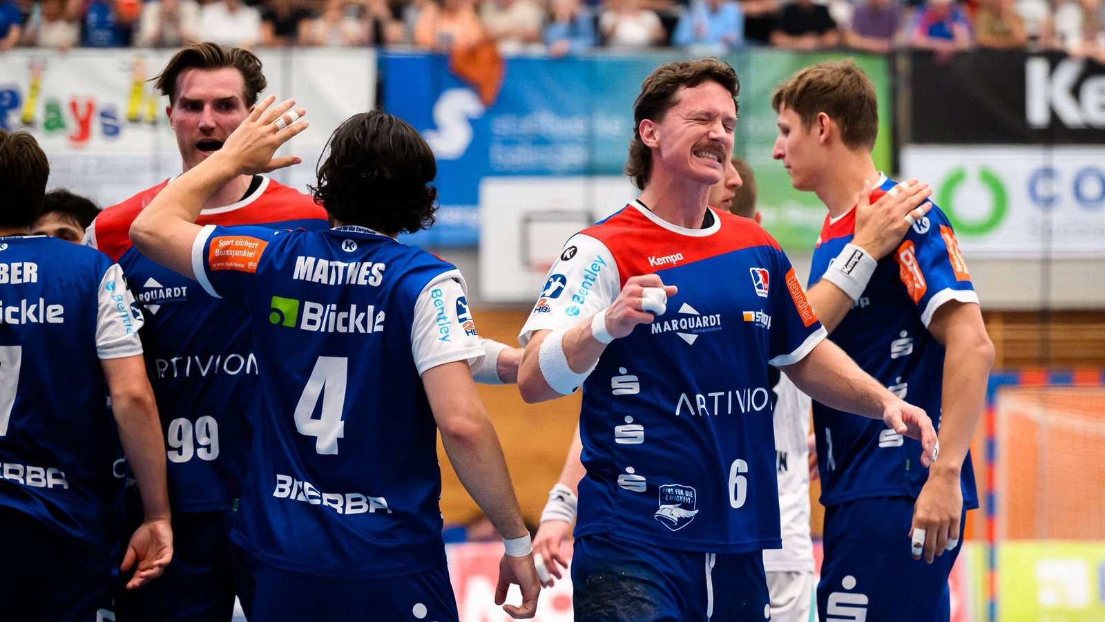Die HBW-Spieler hatten allen Grund zum Jubeln.Foto: IMAGO/wolf-sportfoto Die HBW-Spieler hatten allen Grund zum Jubeln.Foto: IMAGO/wolf-sportfoto