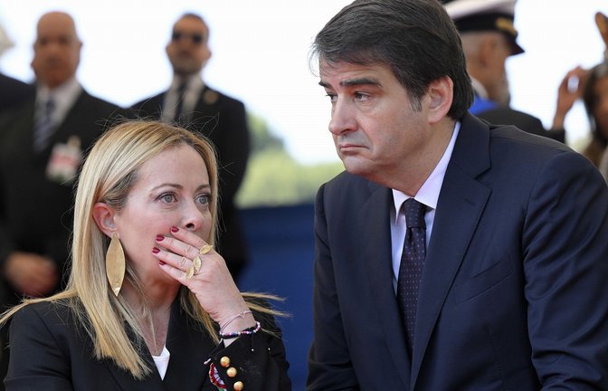 Giorgia Melonis Mann für Brüssel. Italiens ultrarechte Regierungschefin hat Raffaele Fitto als EU-Kommissar nominiert. Der ist zwar umstritten, hat aber sehr gute Chancen.<span class='image-autor'>Foto: dpa/Luigi Mistrulli</span>