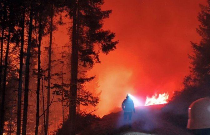 In Österreich steht eine Fläche von 110 Hektar in Flammen.<span class='image-autor'>Foto: Unbekannt/FF LIESING/dpa</span>