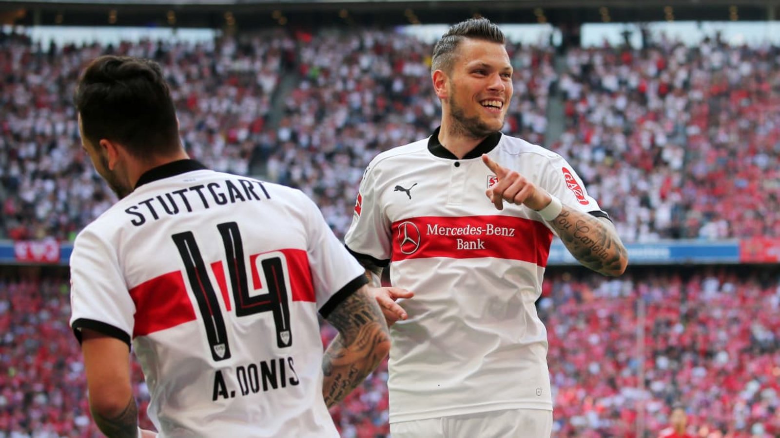 Daniel Ginczek verhalf dem VfB Stuttgart mit zwei Treffern zum 4:1-Überraschungssieg gegen den FC Bayern im Mai 2018.Pressefoto Baumann