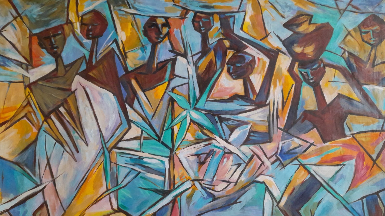 "Mehr als Tingatinga": Ab dem 21. Januar ist im Landratsamt eine Ausstellung unter dem Titel "Weltkunst aus Tansania" zu sehen. Der Enzkreis unterhält seit Jahren eine rege Partnerschaft mit der Stadt und dem Distrikt Masasi im Süden des afrikanischen Landes. (enz)   Bild: Raza Mohamed, Peasant Women, 2008,  98 cm x 124 cm, Acryl auf Leinwand  Foto: LE   