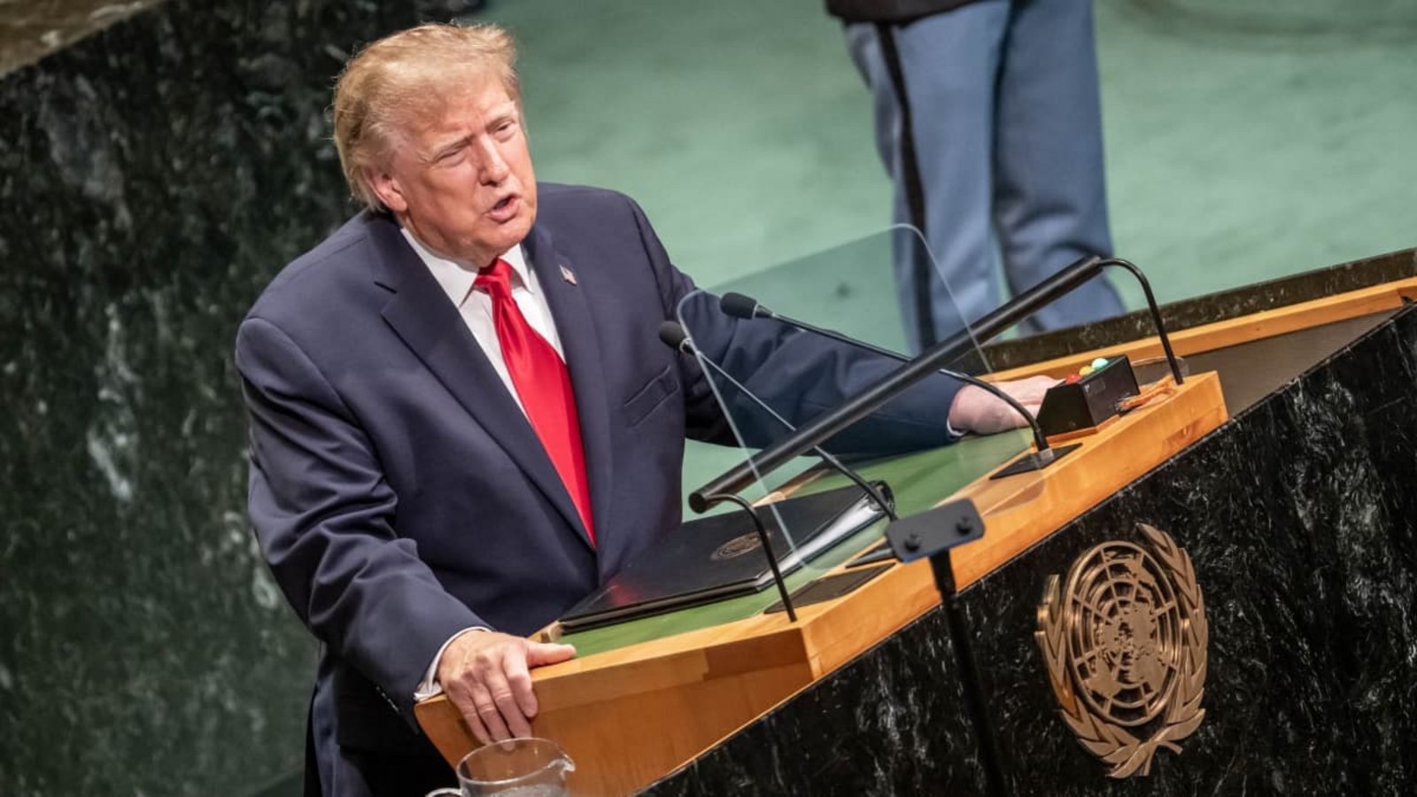 US-Präsident Donald Trump spricht zu Beginn der UN-Generalversammlung bei den Vereinten Nationen.Michael Kappeler/dpa US-Präsident Donald Trump spricht zu Beginn der UN-Generalversammlung bei den Vereinten Nationen.Michael Kappeler/dpa