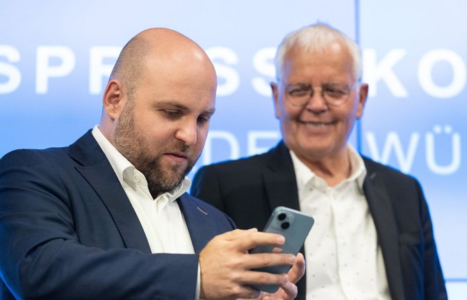 Markus Frohnmaier (li.) und Emil Sänze von der AfD<span class='image-autor'>Foto: dpa/Marijan Murat</span>