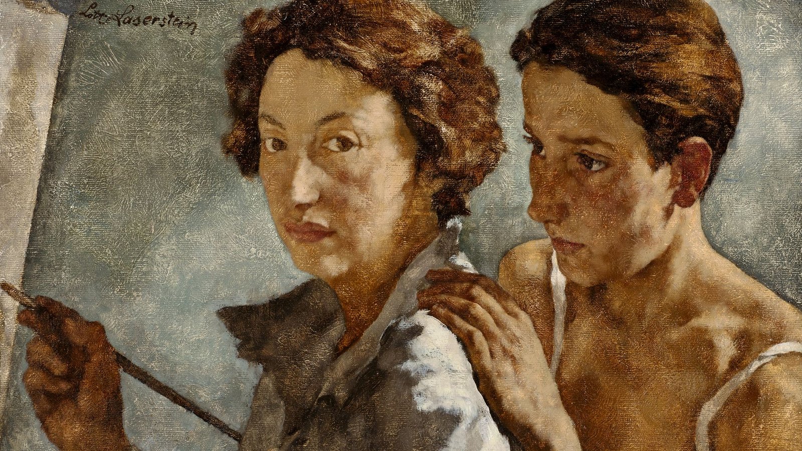 Zärtliche Berührung: Lotte Lasersteins Gemälde „Ich und mein Modell“Foto: VG Bild-Kunst, Bonn 2025 Zärtliche Berührung: Lotte Lasersteins Gemälde „Ich und mein Modell“Foto: VG Bild-Kunst, Bonn 2025