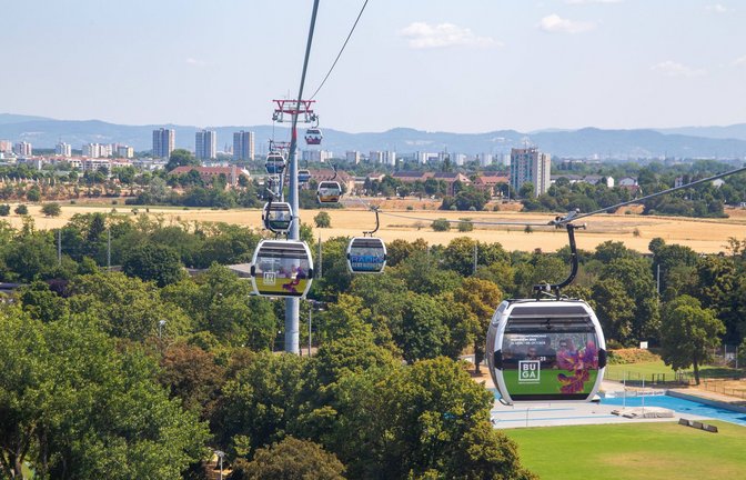 Bei der Bundesgartenschau eine Kabinenseilbahn unterwegs, die die  Ausstellungsgelände Luisenpark und Spinelli in acht Minuten verbindet.<span class='image-autor'>Foto: Imago/U. J. Alexander</span>