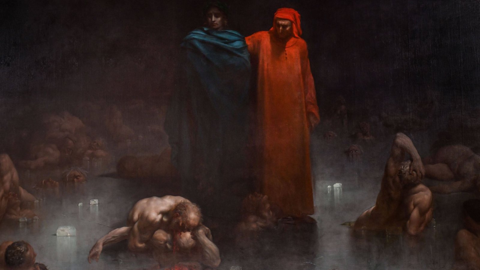 Der italienische Dichter Dante Alighieri und der antike römische Dichter Vergil betreten den neunten Kreis der Hölle (Gemälde des französischen Malers und Grafikers Gustav Doré, 1832-1883, von 1861.Foto: Imago/Andia Der italienische Dichter Dante Alighieri und der antike römische Dichter Vergil betreten den neunten Kreis der Hölle (Gemälde des französischen Malers und Grafikers Gustav Doré, 1832-1883, von 1861.Foto: Imago/Andia