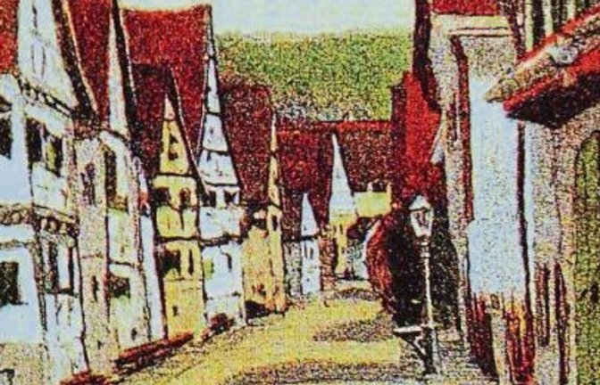Ochsenbach um 1910, gemalt von Franz Siegele.
