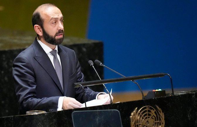 Ararat Mirsojan spricht auf der Generalversammlung der Vereinten Nationen.<span class='image-autor'>Foto: Mary Altaffer/AP/dpa</span>