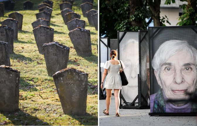 Friedhof und KZ-Gedenkstätte in Vaihingen/Enz sind Ziel der Lokstoff-Zugfahrt; dort stehen Luigi Toscanos Fotografien Holocaust-Überlebender im Mittelpunkt einer Theateraufführung.<span class='image-autor'>Foto: Simon Granville, Lichtgut/Max Kovalenko</span>