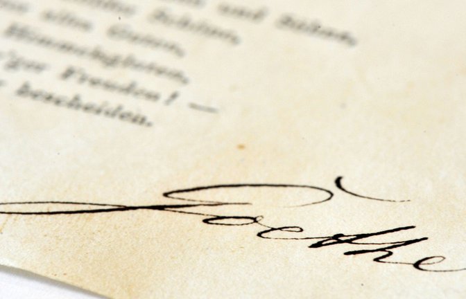 Nicht jede Unterschrift ist so deutlich wie die des Dichter-Genies.<span class='image-autor'>Foto: dpa/Martin Schutt</span>