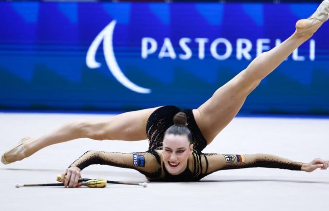 Darja Varfolomeev vom TSV Schmiden präsentiert sich&nbsp; vor den Weltmeisterschaftem beim Welctcup in Mailand in starker Form.<span class='image-autor'>IMAGO/IPA Sport/ABACA</span>