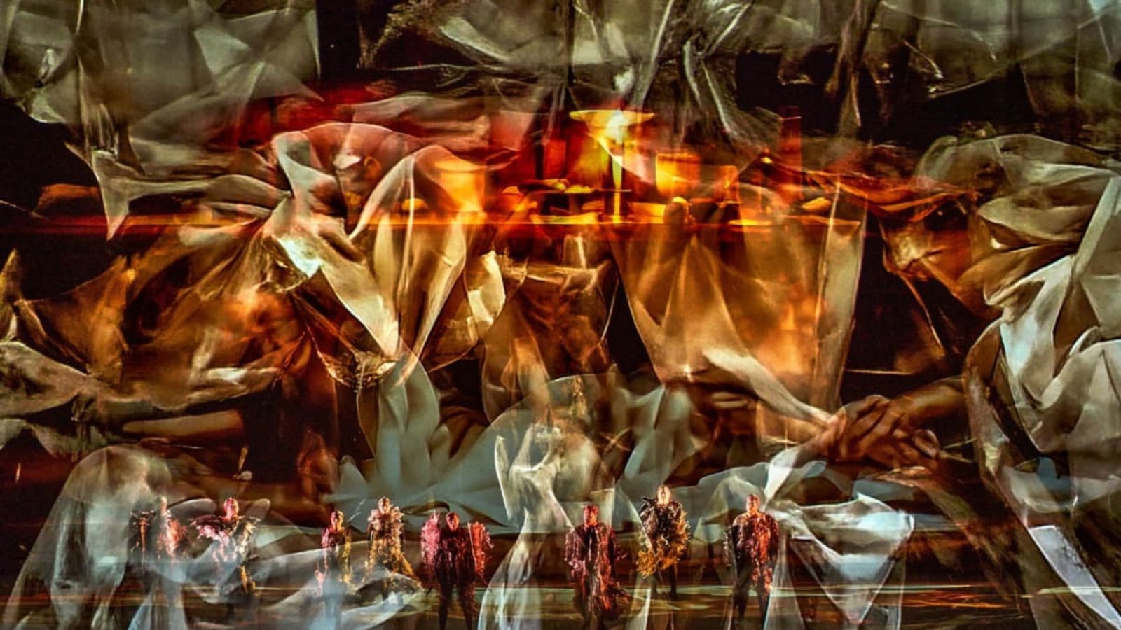 Das KI-Bilderspektakel im Bayreuther Festspielhaus. Und wo sind eigentlich die Sänger? Mit dem „Rheingold“ ist der neue „Ring des Nibelungen“ gestartet.Enrico Nawrath/Bayreuther Festspiele/dpa