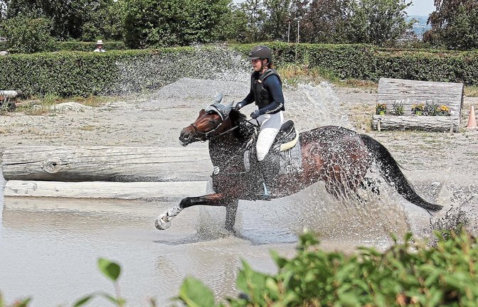 Für Ellen Muff vom gastgebenden RFZV Nussdorf ist es bei den Geländeprüfungen fast perfekt gelaufen. Nur als sie das letzte Mal im Parcours war, kam sie nicht bis ins Ziel. Foto: Küppers