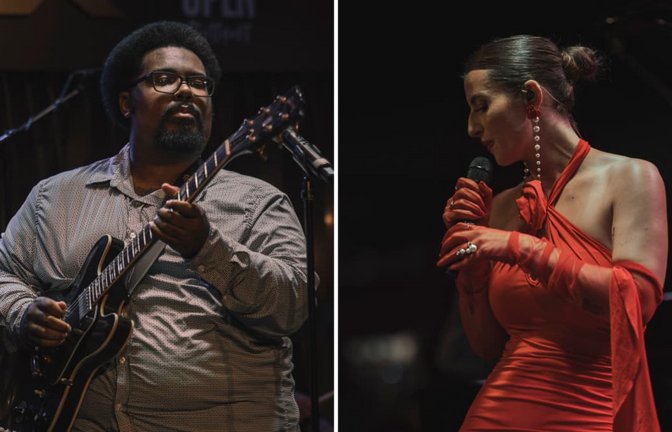 Der Gitarrist D. K. Harrell und die Sängerin Emma Smith sind bei den Jazz Open im Bix aufgetreten.<span class='image-autor'>Jazz Open/Wolf-Peter Steinheiße</span>