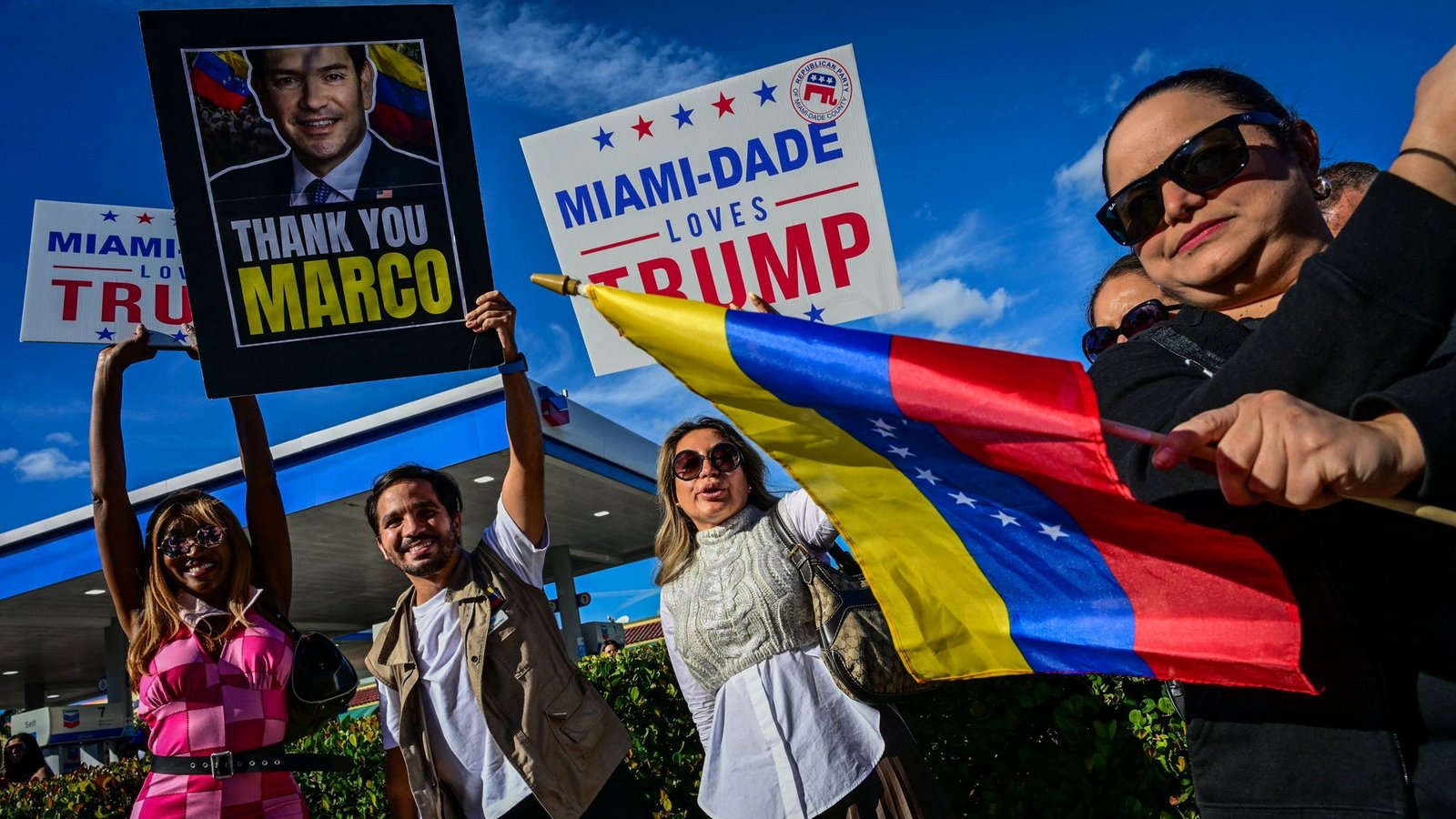 In Miami feiern Exil-Venezuelaner den Sturz Maduros.Foto: AFP/Giorgio Viera In Miami feiern Exil-Venezuelaner den Sturz Maduros.Foto: AFP/Giorgio Viera
