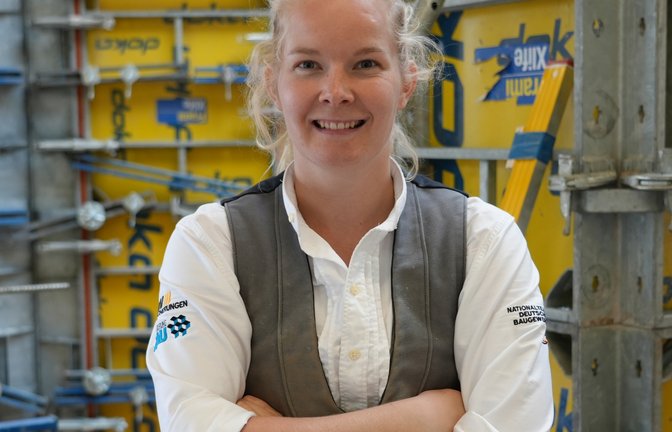 Jule Janson aus Mühlacker greift nach der Weltmeisterschaft im Baugewerbe. Als erste Frau hat sie die Deutsche Meisterschaft im Betonbauen schon geholt, Ende November kämpft sie mit dem Nationalteam in Salzburg um die Weltspitze. <span class='image-autor'>Foto: p</span>