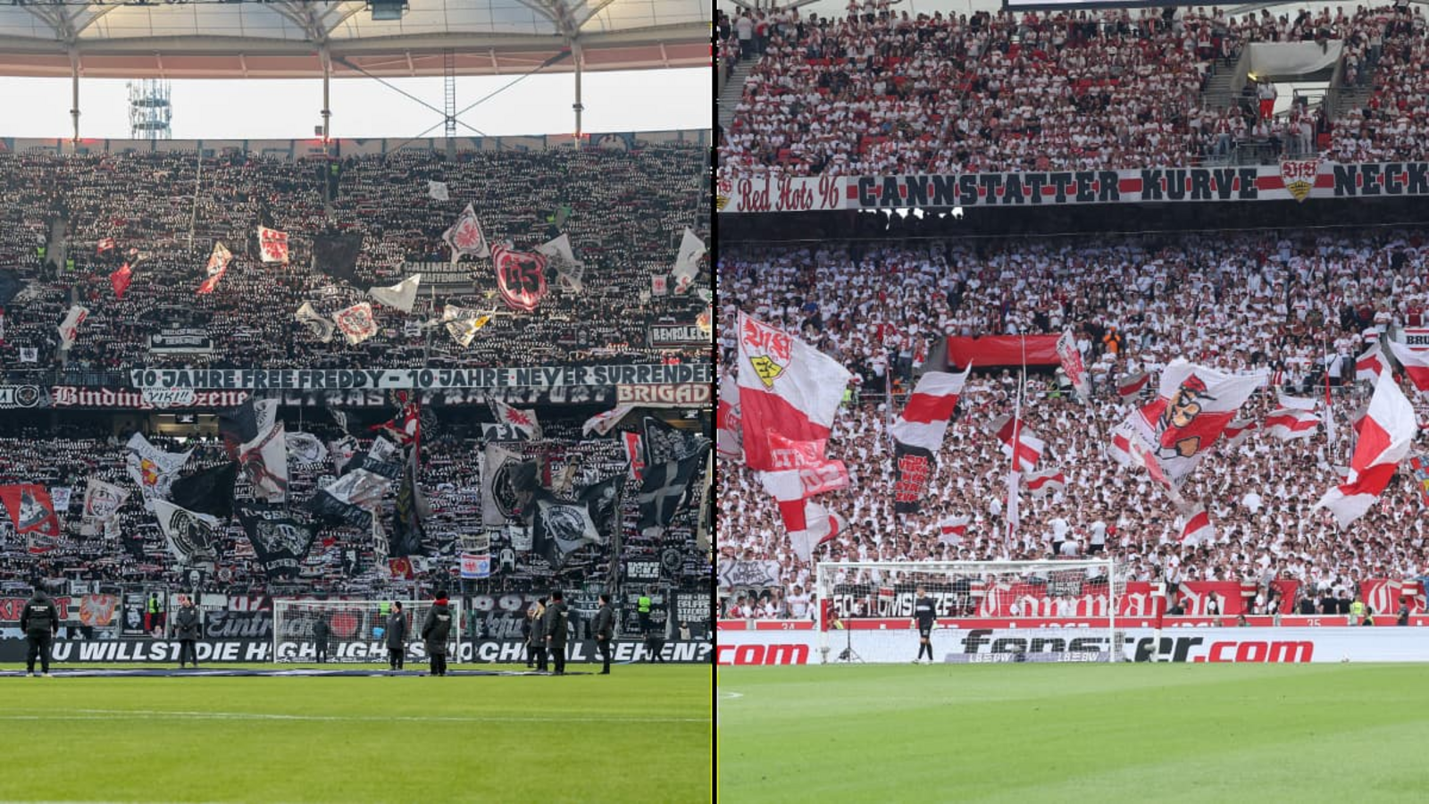 Immer voll besetzt: Die Nordwestkurve von Eintracht Frankfurt (links) und die Cannstatter Kurve des VfB.Imago/Osnapix, Baumann Immer voll besetzt: Die Nordwestkurve von Eintracht Frankfurt (links) und die Cannstatter Kurve des VfB.Imago/Osnapix, Baumann