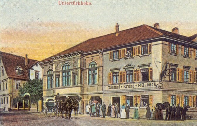 Postkarte von 1901  mit dem Gasthaus zur Alten Krone in Untertürkheim<span class='image-autor'>Foto: Archiv Enslin</span>