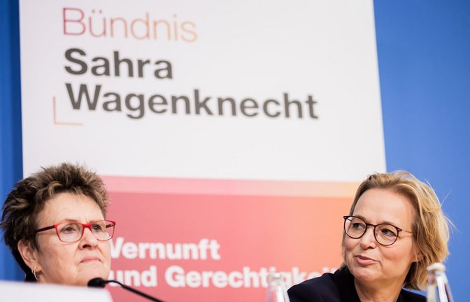 Sabine Zimmermann (l.) leitet den Landesverband des BSW in Sachsen, Katja Wolf (r.) den in Thüringen.<span class='image-autor'>Foto: dpa/Christoph Soeder</span>