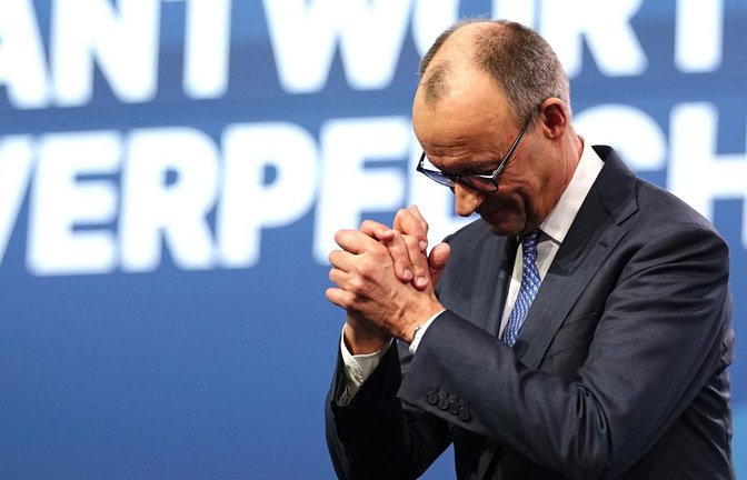 Friedrich Merz nach seiner Rede beim 38. CDU-Bundesparteitag in Stuttgart.<span class='image-autor'>Foto: Kay Nietfeld/dpa</span>