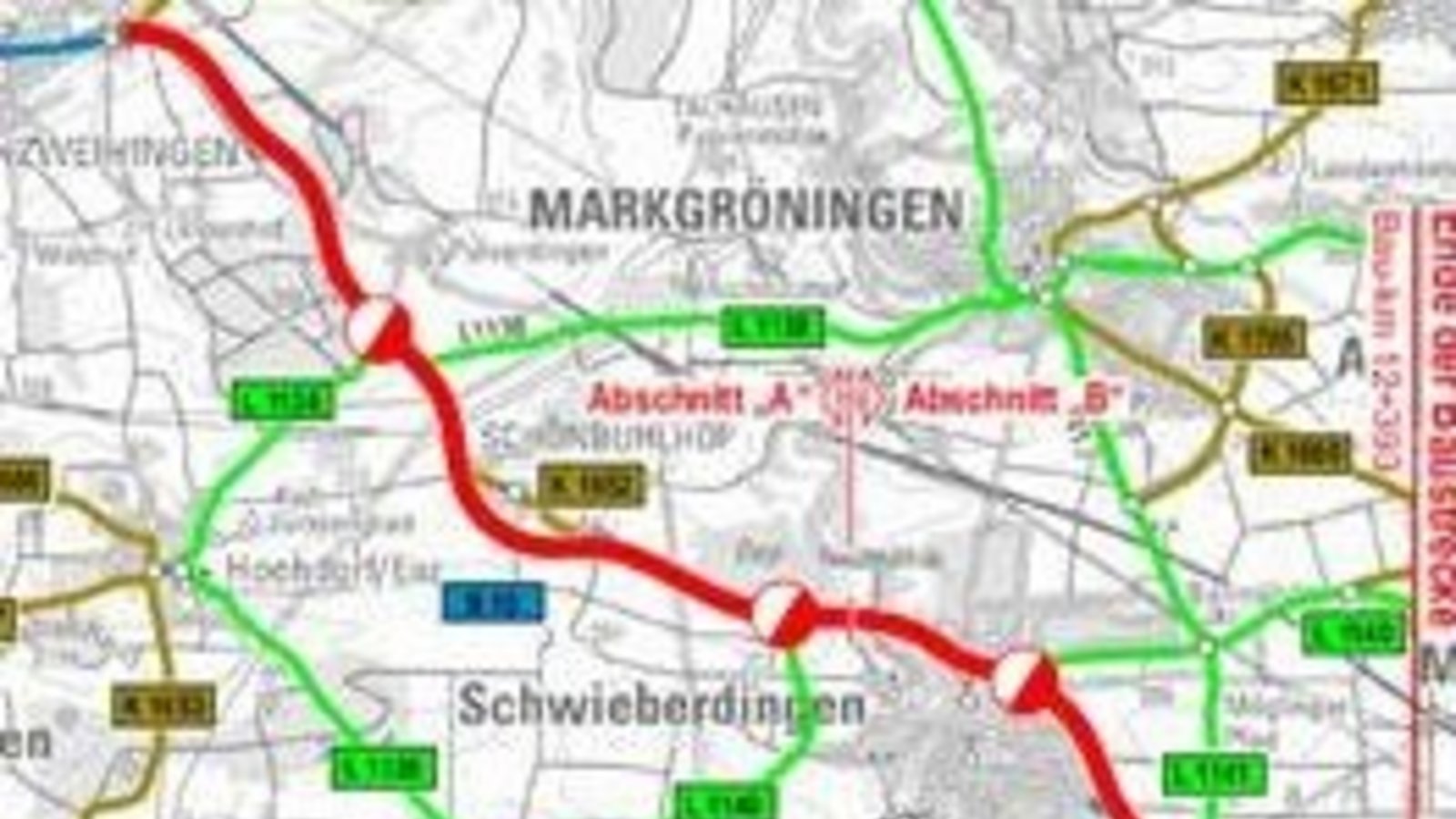 Geplanter Ausbau der B 10 von Enzweihingen bis zur Anschlussstelle Zuffenhausen. Plan: RP
