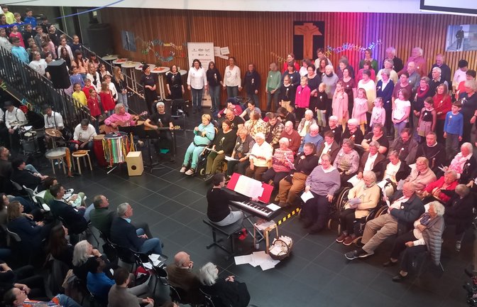 Gelungener Abschluss: das große Finale der Aktionswoche „Miteinander“ im Sachsenheimer Lichtenstern-Gymnasium.  <span class='image-autor'>Foto: Glemser</span>