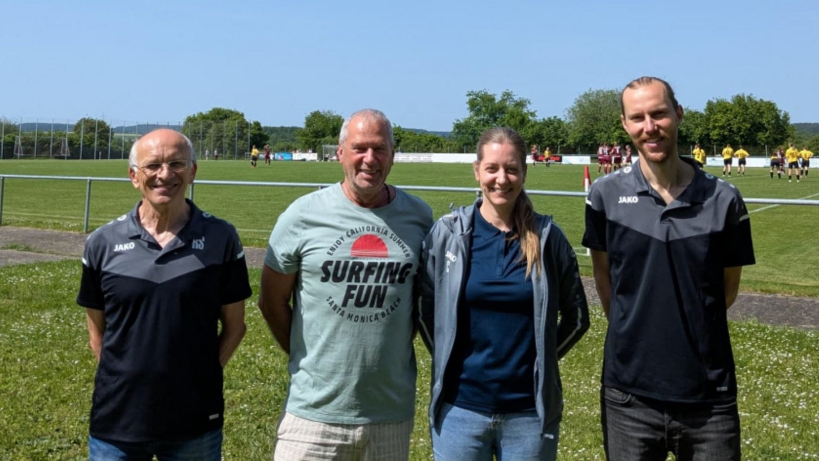 Fussball, Frauen, Roßwag, Großglattbach, Reinhold Schimpgen (von links), Michael Wein, Cinja Lehmann und Jannik Ahner, Foto: privat