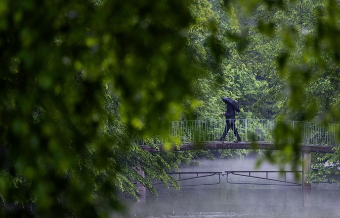 In Köln war der Samstag schon kräftig nass.<span class='image-autor'>Foto: Rolf Vennenbernd/dpa</span>