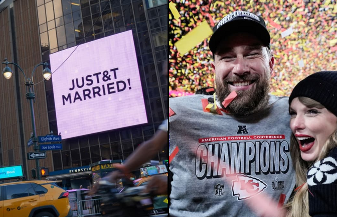 Für die Sicherheitsmaßnahmen rund um den Madison Square Garden hat Popstar Taylor Swift mehr als 160.000 Dollar gezahlt (Fotocollage).<span class='image-autor'>Ashley Landis/AP/dpa</span>