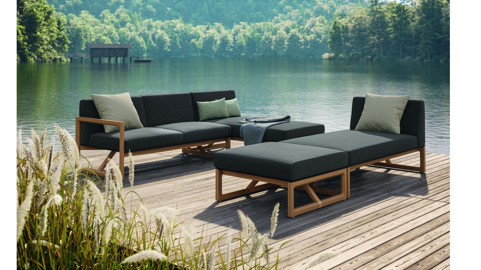 Wer es kantiger mag im dunklen Schokoton: Chaise longue und Sofa für Draußen namens „Trev“.Foto: Hersteller/Garpa Wer es kantiger mag im dunklen Schokoton: Chaise longue und Sofa für Draußen namens „Trev“.Foto: Hersteller/Garpa