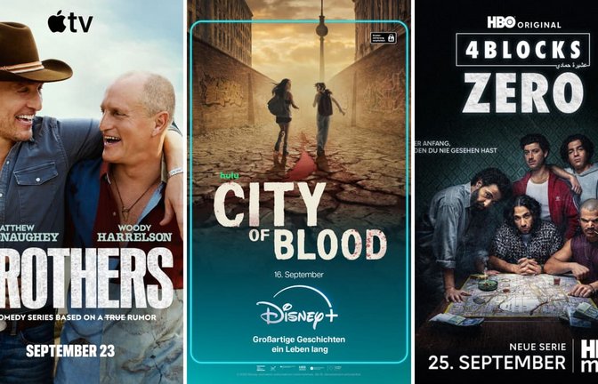 Wie wär’s zum Beispiel mit „Brothers“, „City of Blood" oder „4 Blocks Zero“? Unsere Streamingtipps für den Monat September 2026.<span class='image-autor'>Apple TV, Disney+, HBO Max</span>