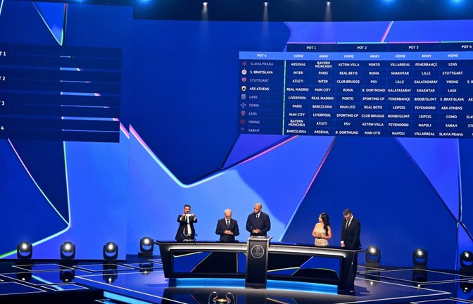Bei der Ziehung in Monaco waren vom VfB CEO Alexander Wehrle und Sportvorstand Fabian Wohlgemuth vor Ort.<span class='image-autor'>IMAGO/Bruno Bebert/Bestimage</span>