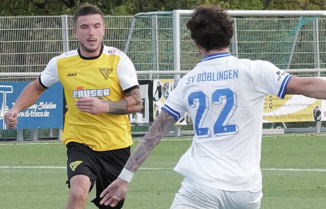 Ivan Matanovic (links) sorgte für das schnellste Saisontor in der laufenden Landesliga-Runde: Der Echterdinger Stürmer traf gegen Böblingen nach 18 Sekunden.<span class='image-autor'>Günter E. Bergmann - Photograph</span>