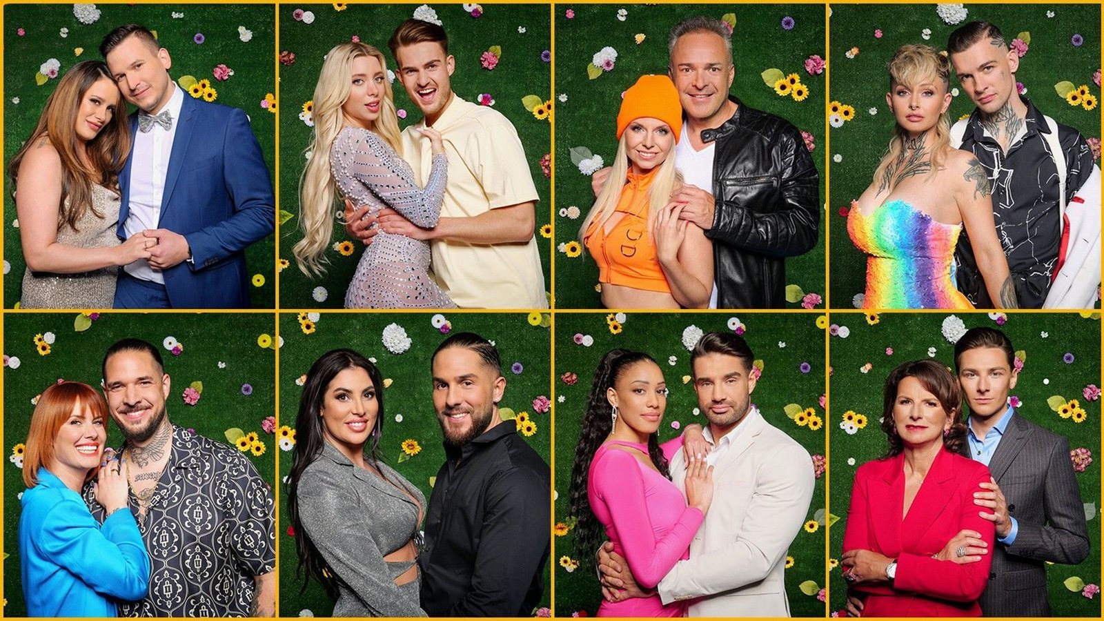 Diese acht Paare zogen zu Beginn ins „Sommerhaus der Stars“ ein, drei weitere kamen als Nachzügler dazu.Foto: RTL Diese acht Paare zogen zu Beginn ins „Sommerhaus der Stars“ ein, drei weitere kamen als Nachzügler dazu.Foto: RTL