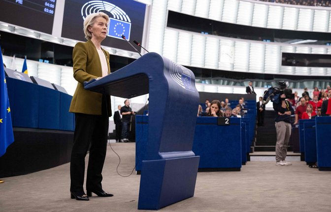 EU-Kommissionschefin Ursula von der Leyen beschwört den Zusammenhalt der Europäischen Union.<span class='image-autor'>Foto: AFP</span>