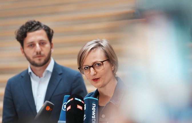 Franziska Brantner und Felix Banaszak kandidieren gemeinsam für den Parteivorsitz.<span class='image-autor'>Foto: Kay Nietfeld/dpa/Kay Nietfeld</span>