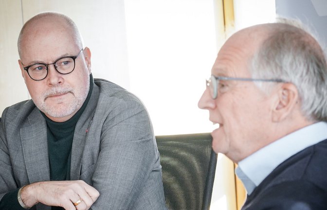 Hauptgeschäftsführer Peter Haas, li.,  und Handwerkspräsident Rainer Reichhold im Interview mit unserer Zeitung.<span class='image-autor'>Foto: Ferdinando Iannone/Lichtgut</span>