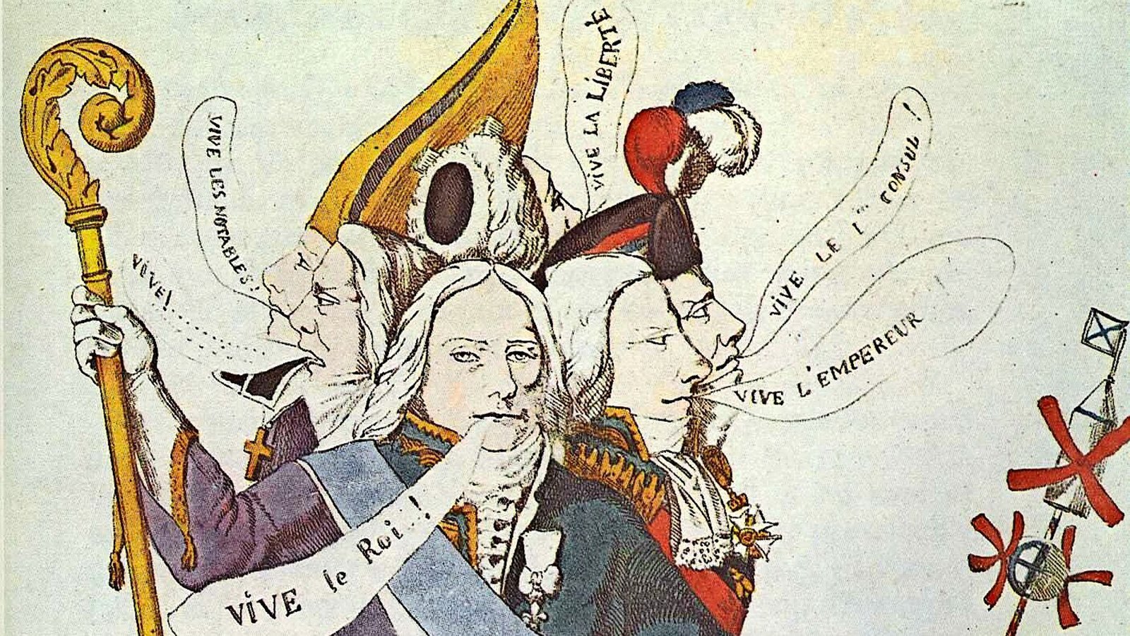 Die französische Karikatur „Der Mann mit sechs Köpfen“ (1815)Foto: Wikipedia /gemeinfrei Die französische Karikatur „Der Mann mit sechs Köpfen“ (1815)Foto: Wikipedia /gemeinfrei