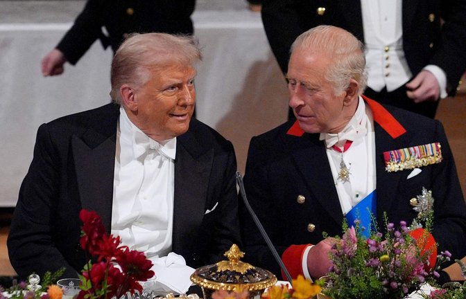 US-Präsident Donald Trump und der britische König Charles III. in London.<span class='image-autor'>Foto: AFP/YUI MOK</span>