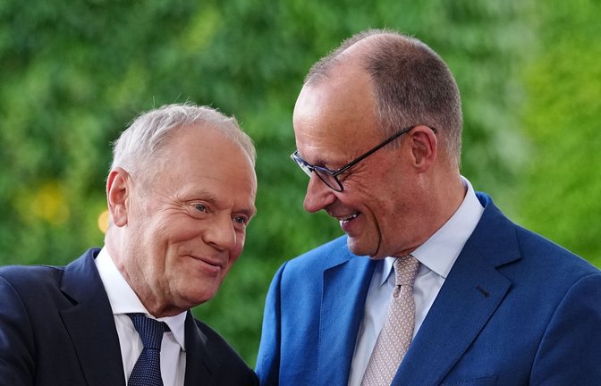Erst Berlin, dann Danzig: Tusk und Merz treffen sich in wenigen Stunden zweimal.<span class='image-autor'>Foto: Kay Nietfeld/dpa</span>