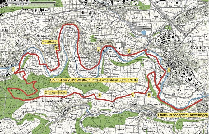 Die Strecke für die S-VKZ-Radtour am Samstag.