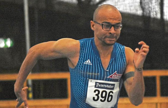 John-Henry Tate hat nach einem mäßigen Start in den Vorlauf über 60 Meter erst im B-Finale aufgedreht und diese Konkurrenz in 7,02 Sekunden gewonnen. Foto: Drechsel