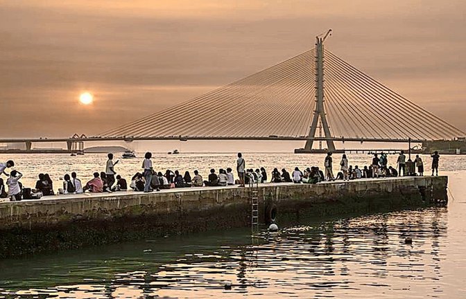 Die Danjiang-Brücke im Sonnenuntergang.<span class='image-autor'>Foto: Leonhardt, Andrä und Partner</span>