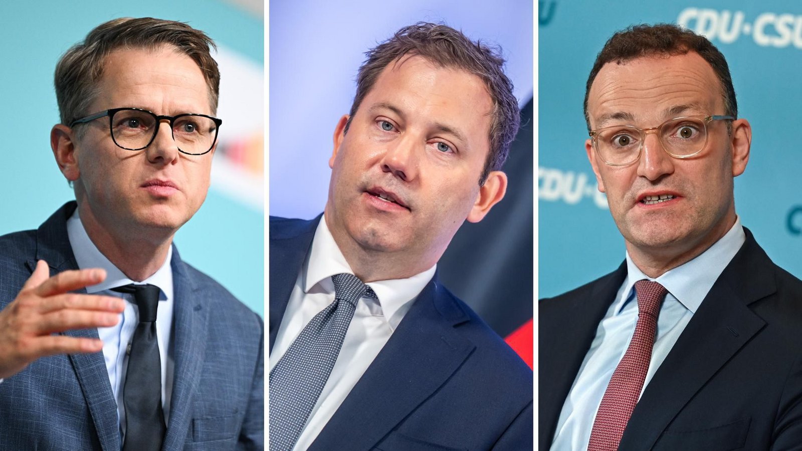 CDU-Generalsekretär Carsten Linnemann und Unions-Fraktionschef Jens Spahn kritisieren Lars Klingbeil.Foto: dpa/Sebastian Gollnow (li.)/ Michael Kappeler/dpa (Mi.) Niklas Treppner/dpa (re.) CDU-Generalsekretär Carsten Linnemann und Unions-Fraktionschef Jens Spahn kritisieren Lars Klingbeil.Foto: dpa/Sebastian Gollnow (li.)/ Michael Kappeler/dpa (Mi.) Niklas Treppner/dpa (re.)