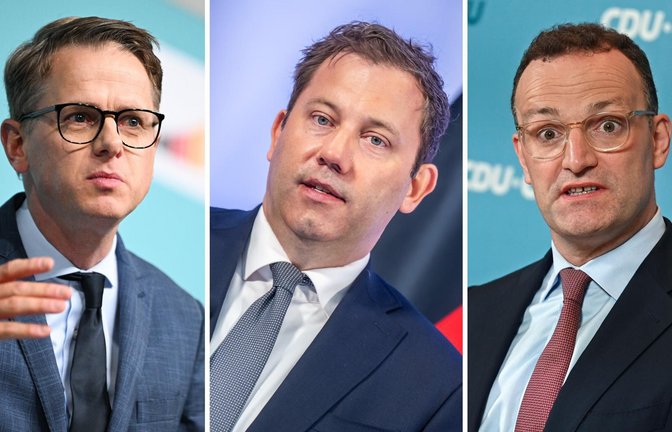 CDU-Generalsekretär Carsten Linnemann und Unions-Fraktionschef Jens Spahn kritisieren Lars Klingbeil.<span class='image-autor'>Foto: dpa/Sebastian Gollnow (li.)/ Michael Kappeler/dpa (Mi.) Niklas Treppner/dpa (re.)</span>