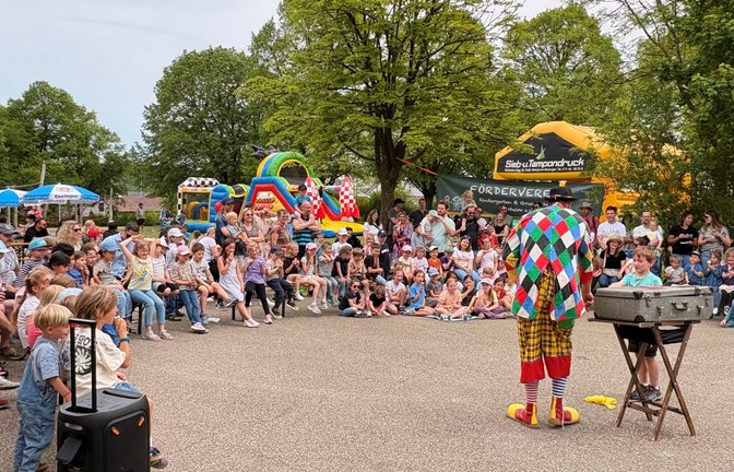 Viel Spaß hat der Nachwuchs bei der Clownshow auf dem Jubiläumsfest in Horrheim. <span class='image-autor'>Foto: p</span>