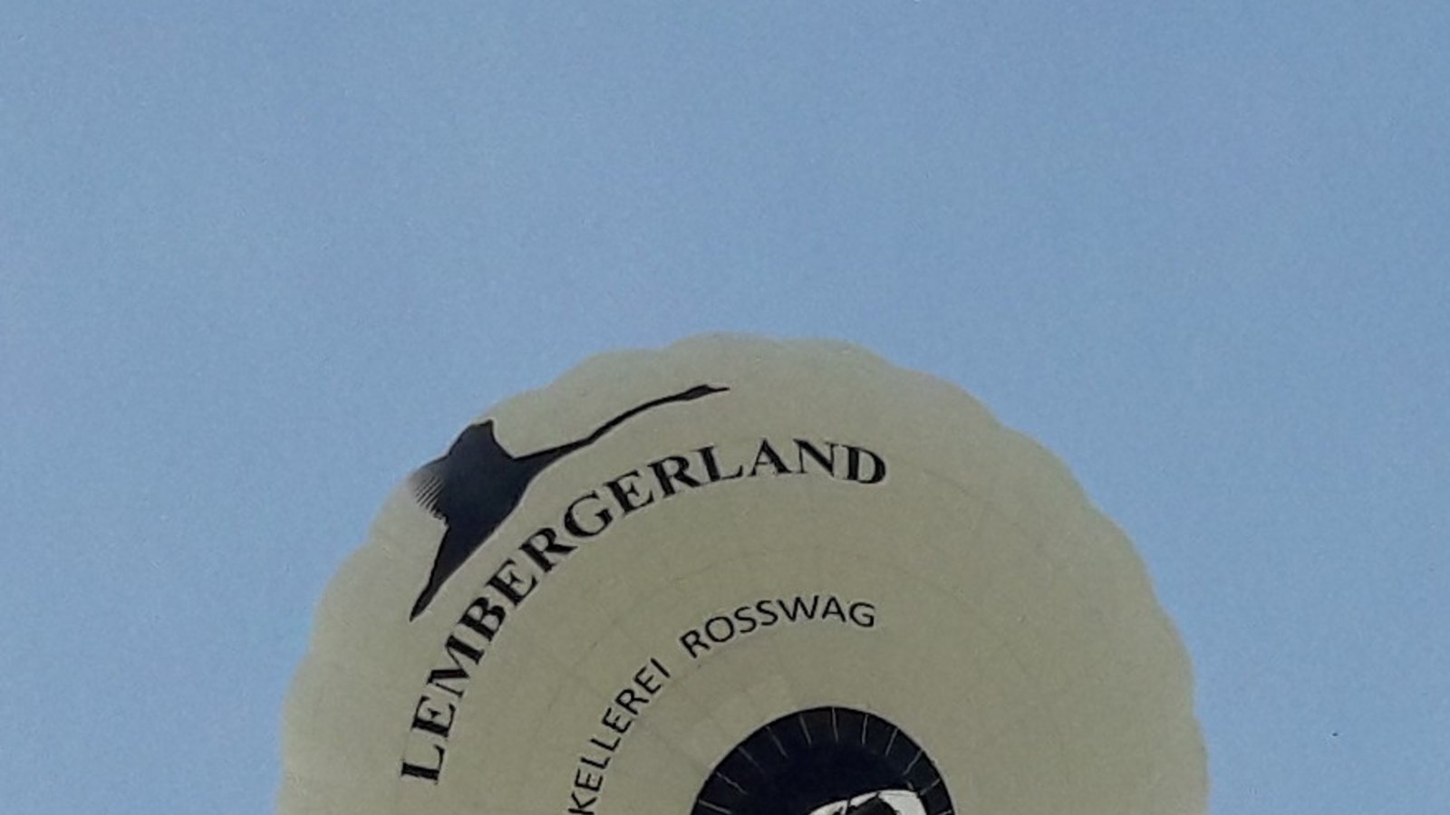 Beim Auricher Feuerwehrfest winkte man sich von unten und oben erst fröhlich zu, dann fuhr der Heißluftballon aus Roßwag über die Feier hinweg und bot einen seltenen Blick in die Ballonhülle.  Foto: Rücker