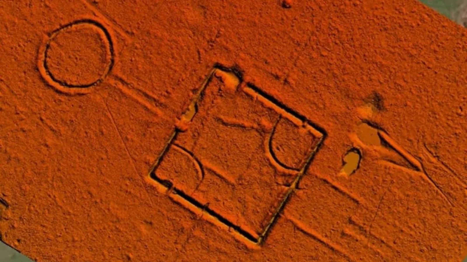 Die Aufnahme mit dem Lasermessgerät macht ein geometrisches Muster auf der Erdoberfläche im brasilianischen Bundesstaat Acre sichtbar.Martti Pärssinen/Fabio de Novaes